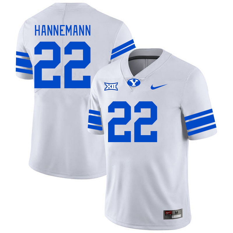 BYU Cougars #22 Ammon Hannemann Big 12 Conference College Football Jerseys Stitched Sale-White